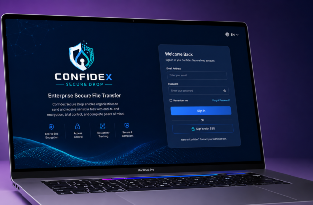 Confidex Secure Drop enterprise secure file transfer login screen